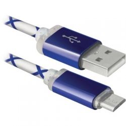  USB - micro USB 1  Defender USB08-03LT, Blue, 2.1 (87555) -  1