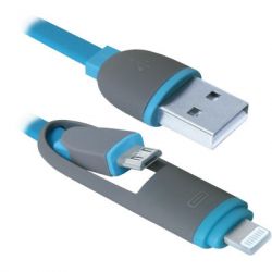 ���� ������ USB10-03BP USB - Micro USB/Lightning, blue, 1m Defender (87487) - �������� 2