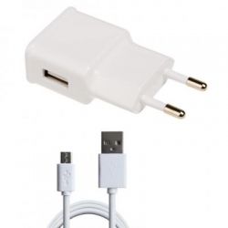 Зарядное устр-во USB 220В Grand-X USB 5V 1A (CH-765UMW) White с защитой от перегрузки + cable Micro