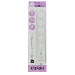 Мережевий фільтр живлення Patron 3m (SP-53) + 2 USB 2.0, 2.1A , 5 роз. BLACK (EXT-PN-SP-53-USB) - Картинка 2