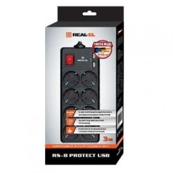    REAL-EL REAL-EL RS-8 PROTECT USB, 3m, black (EL122300020) -  2