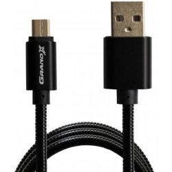   USB 2.0 AM to Micro 5P 1.0m Cu, 2.1A, Black Grand-X (MM-01B) -  2