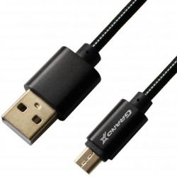   USB 2.0 AM to Micro 5P 1.0m Cu, 2.1A, Black Grand-X (MM-01B)
