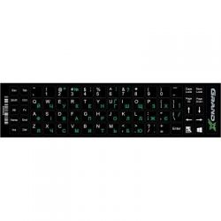 Наклейка на клавиатуру Grand-X 68 keys UA green, Latin white (GXDGUA)