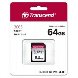   Transcend 64GB SDXC class 10 UHS-I U3 V30 (TS64GSDC300S) -  2