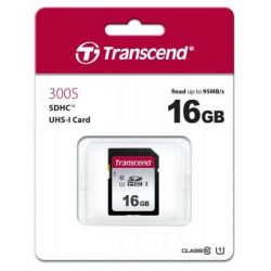  Transcend 16GB SDHC class 10 UHS-I U1 (TS16GSDC300S) -  2