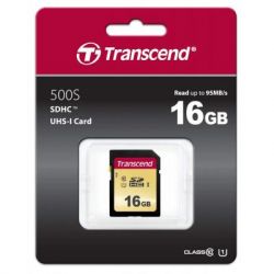   Transcend 16GB SDHC class 10 UHS-I U1 (TS16GSDC500S) -  2
