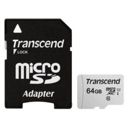  ' microSDXC, 64Gb, Transcend 300S, Class10 UHS-I U1, SD , R95 / W45 MB/s (TS64GUSD300S-A)