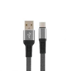   USB 2.0 AM to Type-C 1m flat nylon gray Vinga (VCPDCTCFNB1GR) -  1