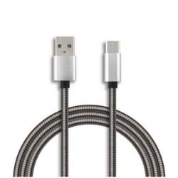   USB 2.0 AM to Micro 5P 1m stainless steel gray Vinga (VCPDCMSSJ1GR) -  1