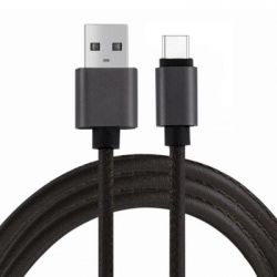   USB 2.0 AM to Type-C 1m pu leather black Vinga (VCPDCTCLS1BK) -  1