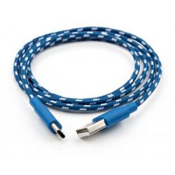Дата кабель USB 2.0 AM to Type-C 2color nylon 1m blue Vinga (VCPDCTCNB31B) - Картинка 2