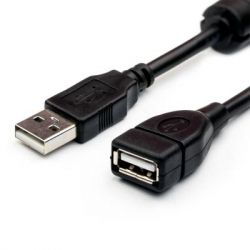Кабель-подовжувач USB 1.5 м Atcom Black, феритовий фільтр (17206)
