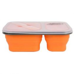 Набор туристической посуды Tramp 2 отсека силиконовый 900ml с ловилкой orange (TRC-090-orange)