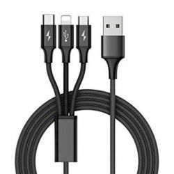   USB 2.0 AM to 3in1 1.0m Premium black REAL-EL (EL123500035)