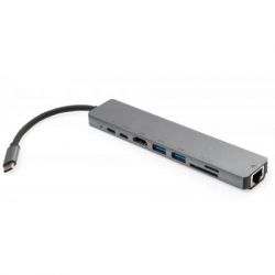  Vinga Type-C to 4K HDMI+2*USB3.0+GigabitLAN+SD+2*PD aluminium (VCPATC2U3CRLNHIPDGR) -  1