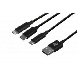   USB 2.0 AM to Lightning + Micro 5P + Type-C 1.2m black 2E (2E-CCMTLAB-BL) -  2