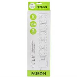 Сетевой фильтр питания PATRON 3m (SP-1053W), 5 розеток White (EXT-PN-SP-1053W) - Картинка 2