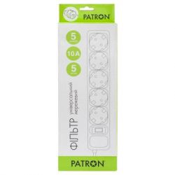 Сетевой фильтр питания Patron 5m (SP-1055W), 5 розеток White (EXT-PN-SP-1055W) - Картинка 2