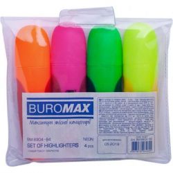  Buromax Highlighter Pen, NEON, chisel tip, SET 4 colors (BM.8904-84) -  2