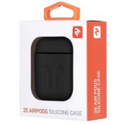  2E  Apple AirPods Pure Color Silicone Imprint 1.5  Black (2E-AIR-PODS-IBSI-1.5-BK) -  3