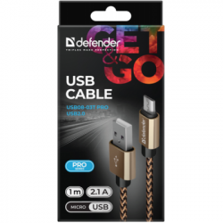 ������ USB - micro USB 1 � Defender USB08-03T Pro, Gold, 2.1� (87800) - �������� 4