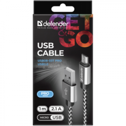   USB 2.0 AM to Micro 5P 1.0m USB08-03T PRO white Defender (87803) -  4