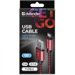   USB 2.0 AM to Type-C 1.0m USB09-03T PRO red Defender (87813) -  3