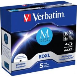  BD Verbatim DL 100GB 4x Lifetime archival M-Disc 5 Jewel (43834) -  1
