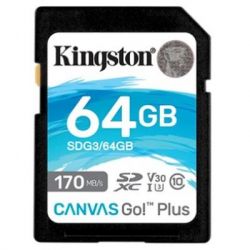  `i SDXC 64GB UHS-I/U3 Class 10 Kingston Canvas Go! Plus R170/W70MB/s (SDG3/64GB)