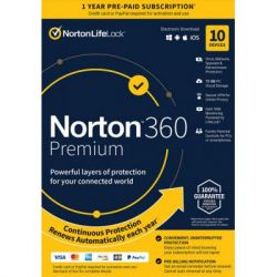  Norton by Symantec NORTON 360 PREMIUM 75GB 1 USER 10 DEVICE 12M (21409567) -  1