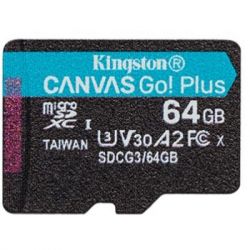  '  ' Kingston 64GB microSD class 10 UHS-I U3 A2 Canvas Go Plus (SDCG3/64GBSP) -  1