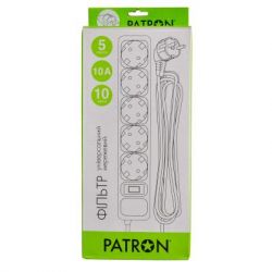 Сетевой фильтр питания PATRON 10 m3*1mm2 (SP-10510) 5 розеток BLACK (EXT-PN-SP-10510) - Картинка 2