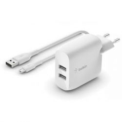   Belkin Home Charger (24W) DUAL USB 2.4A, MicroUSB 1m, white (WCE001VF1MWH)