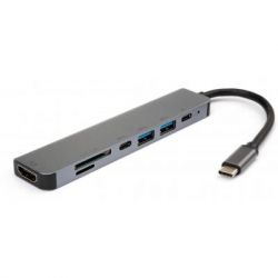  Vinga Type-C to 4K HDMI+2*USB3.0+SD+TF+PD+USB-C 3.1 Gen1 aluminium (VCPHTC7AL)
