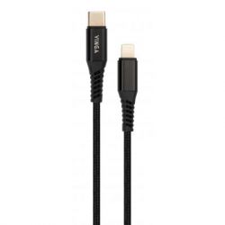   USB Type-C to Lightning 1.0m 3A nylon braided black back Vinga (VCPTCL3ANBK)