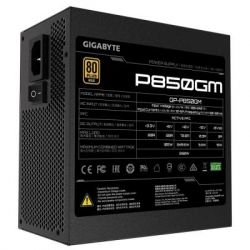   850W, Gigabyte P850GM, Black, , 120  (HYB), Active PFC, 80 Plus Gold, MB: 20+4 pin, CPU: 4+4 pin, VGA: 4 x 6+2 pin, 3xMolex / 1xFDD / 8xSATA, : OVP/OPP/SCP/UVP/OCP/OTP (GP-P850GM) -  2