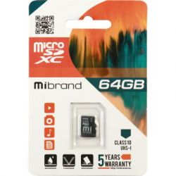   microSDHC, 64Gb, Class10 UHS-1, Mibrand,   (MICDXU1/64GB) -  1