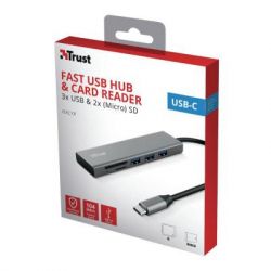 Trust USB- HALYX FAST 3USB+CARD READER USB-C ALUMINIUM 24191_TRUST -  12