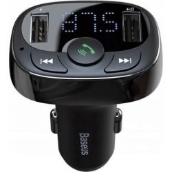 Автомобільний зарядний пристрій Baseus CCTM-01, з FM модулятором, T typed Bluetooth (Standard edition)Black