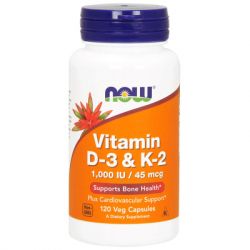  Now Foods  D3  2, Vitamin D-3 & K-2, 1,000  / 45 , 120 (NOW-00369)