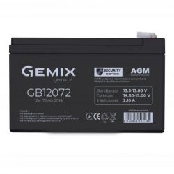    12 7.2 Gemix GB12072 AGM, 12V 7.2Ah, 15165100 
