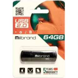 USB 2.0 Mibrand Grizzly 64Gb Black (MI2.0/GR64P3B) -  2