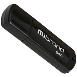 USB   Mibrand 64GB Grizzly Black USB 2.0 (MI2.0/GR64P3B)