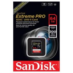  ' SanDisk  ' 64GB SDXC C10 UHS-II U3 V90 R300/W260MB/s Extreme Pro SDSDXDK-064G-GN4IN -  3