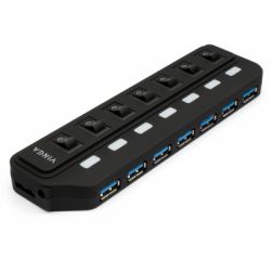  Vinga USB3.0 to 7*USB3.0 HUB with switch and power adapter (VHA3A7SP) -  1