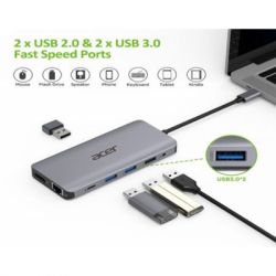 Порт-реплікатор Acer 12in1 Type C dongle USB3.2, USB2.0, SD/TF, HDMI, PD, DP ... (HP.DSCAB.009) - Картинка 3