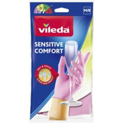 Перчатки хозяйственные Vileda Sensitive ComfortPlus латексные для деликатных работ M 1 пар (4003790006883)