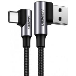 Дата кабель USB 2.0 AM to Type-C 1.0m US176 Both Angled 3A (Black) Ugreen (20856) - Картинка 2