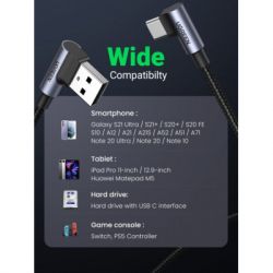 Дата кабель USB 2.0 AM to Type-C 1.0m US176 Both Angled 3A (Black) Ugreen (20856) - Картинка 8